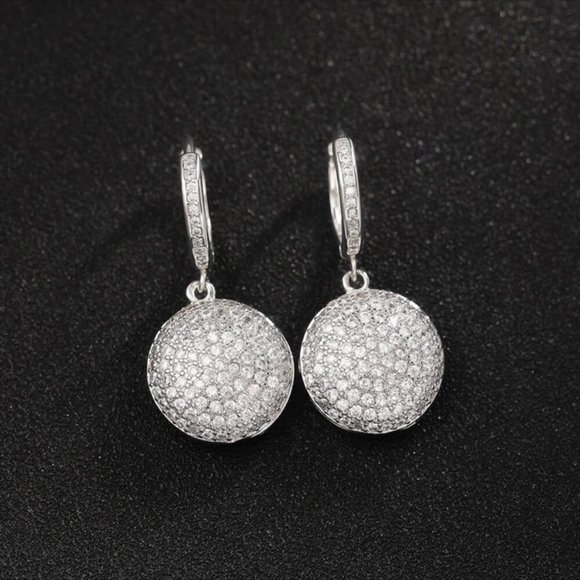 NEW S925 STERLING SILVER DIAMOND DROP EARRINGS - Picture 6 of 7